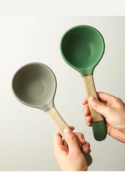 Retro Domestic Long Handle Ceramic Ladel