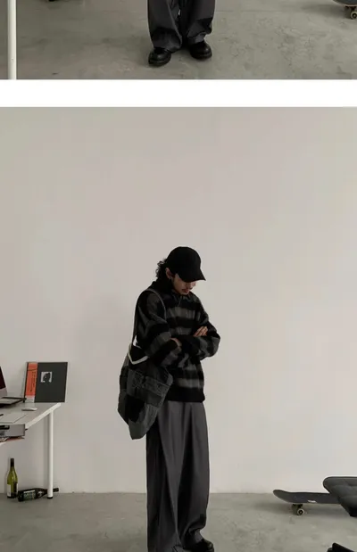 Japanese-style Retro Design Profile Wide Leg Men's Spring And Summer New Straight Loose Trousers