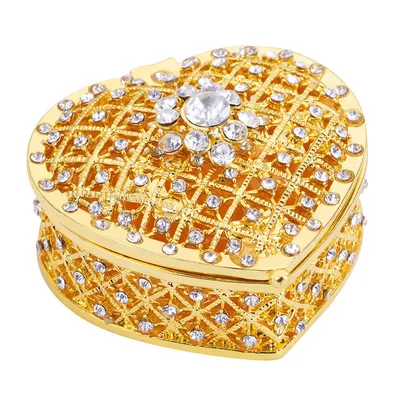 Metal Craft Jewelry Box Heart-shaped Jewelry Box Gold-plated Ornaments