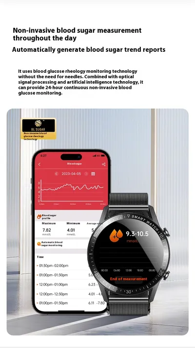 سوار رياضي GT3 غير جراحي لقياس نسبة الدهون في الدم، ونسبة الدهون في الجسم، ومعدل ضربات القلب، وضغط الدم، ونسبة الأكسجين في الدم.