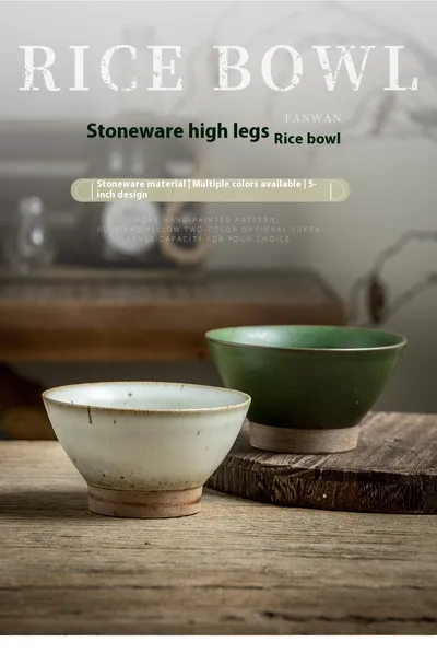 Household Thickened Rice Bowl Retro Ceramic Bowl
