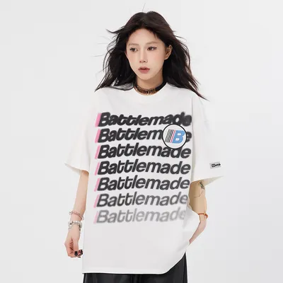 Large-Area Printed Letter Short-sleeved T-shirt For Men And Women