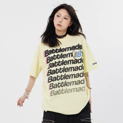 Large-Area Printed Letter Short-sleeved T-shirt For Men And Women