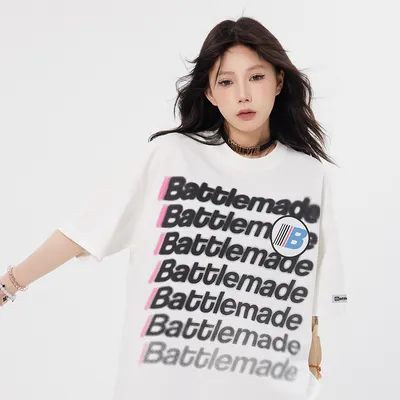 Large-Area Printed Letter Short-sleeved T-shirt For Men And Women