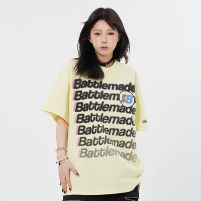 Large-Area Printed Letter Short-sleeved T-shirt For Men And Women