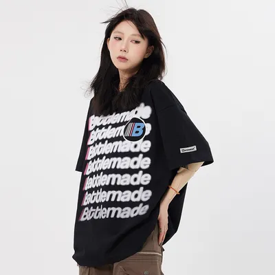 Large-Area Printed Letter Short-sleeved T-shirt For Men And Women