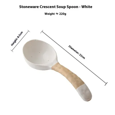 Ceramic Thickened Retro Stoneware Large Long-handle Spoon Household