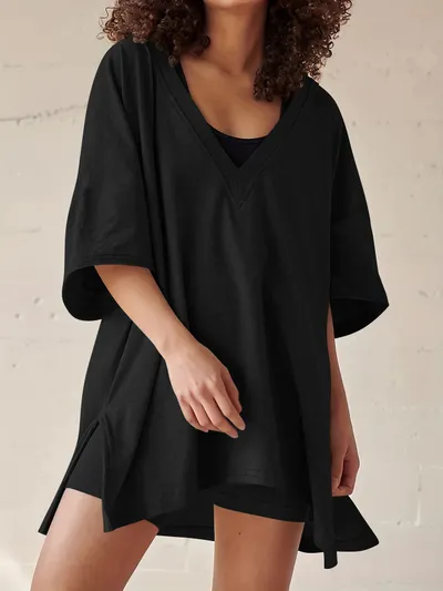 Women's Fashion Casual Short-sleeved Shorts Two-piece Suit