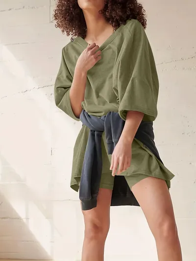 Women's Fashion Casual Short-sleeved Shorts Two-piece Suit