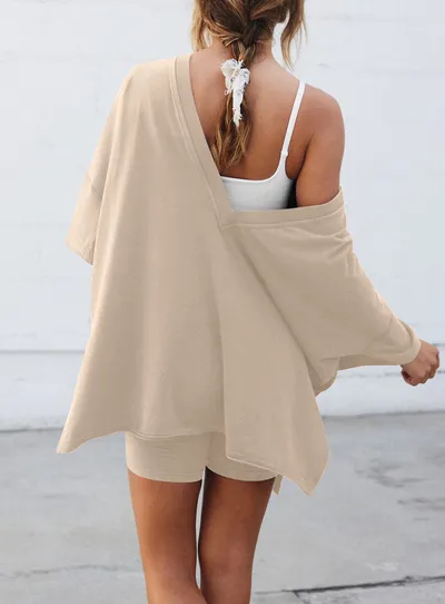 Women's Fashion Casual Short-sleeved Shorts Two-piece Suit