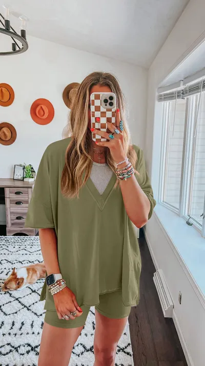 Women's Fashion Casual Short-sleeved Shorts Two-piece Suit