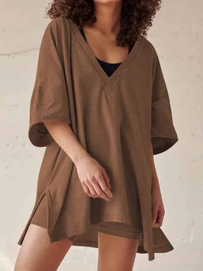 Women's Fashion Casual Short-sleeved Shorts Two-piece Suit