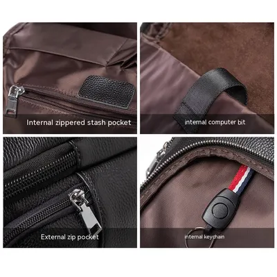 Travel Backpack Genuine Leather Men
