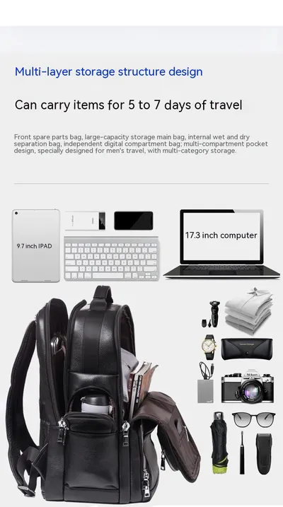 Travel Backpack Genuine Leather Men