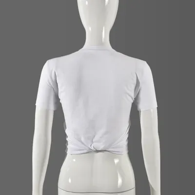 Printed Round Neck Bowknot Three-dimensional Decoration T-shirt