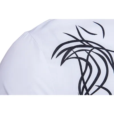Men's Long-sleeved Dragon Print Long-sleeved Slim Shirt