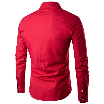 Men's Long-sleeved Dragon Print Long-sleeved Slim Shirt