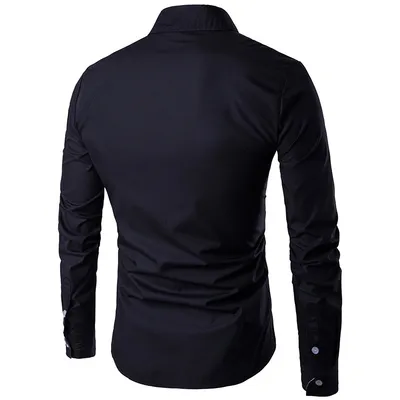 Men's Long-sleeved Dragon Print Long-sleeved Slim Shirt