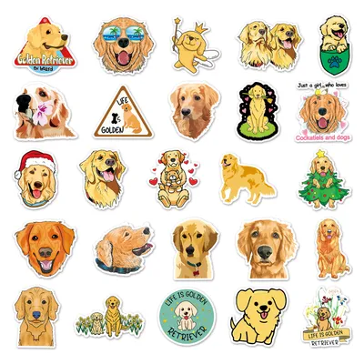 50 Sheets Waterproof Golden Retriever Graffiti Personalized Cartoon Animal DIY Stickers