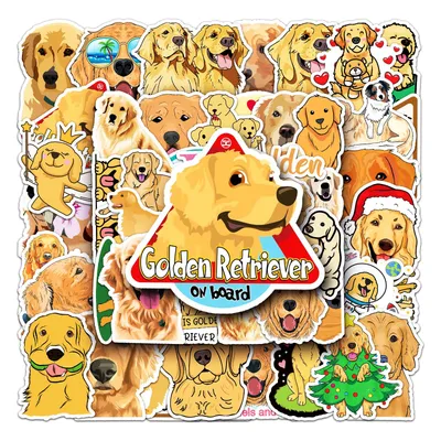 50 Sheets Waterproof Golden Retriever Graffiti Personalized Cartoon Animal DIY Stickers