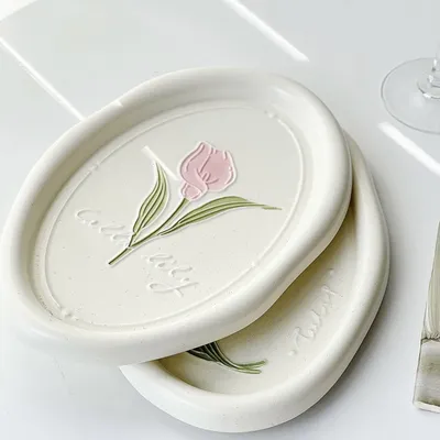 Common Calla Tulip French Relief Ceramic Plate Tableware