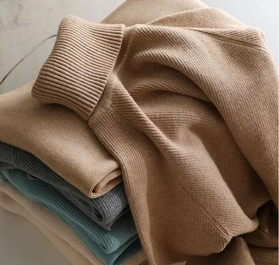Pieces Set Women Knitted Tracksuit Turtleneck