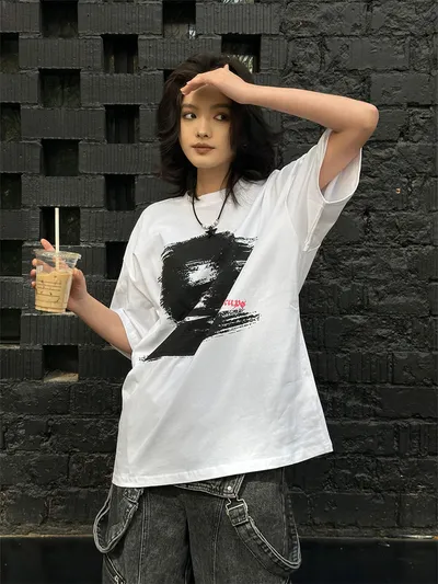 Men's And Women's English Letter Printed T-shirt