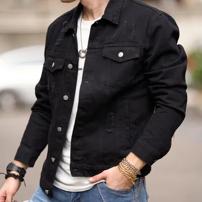 Spring And Autumn Men's Casual Jacket Youth Slim Fit Fashion Ripped Denim Coat