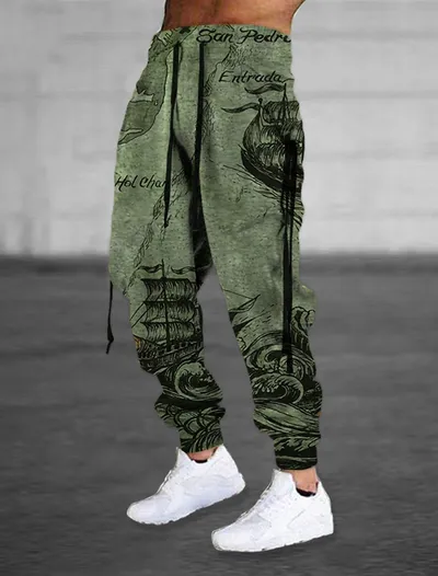 Men's Sports Casual Pants With 3D Printing