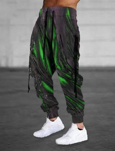 Men's Sports Casual Pants With 3D Printing
