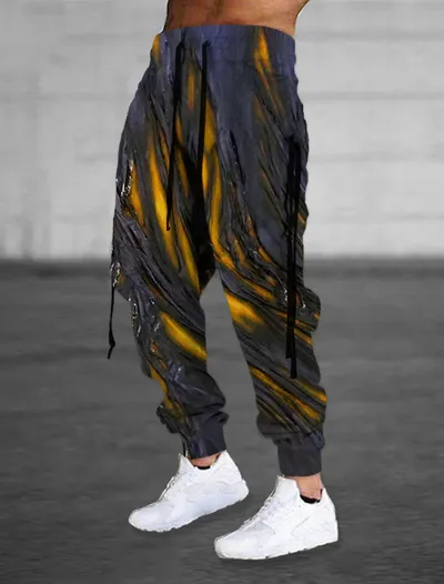 Men's Sports Casual Pants With 3D Printing
