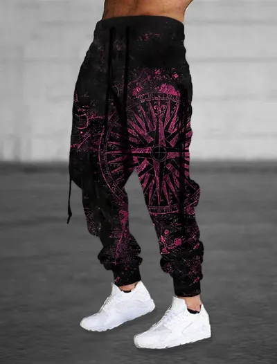 Men's Sports Casual Pants With 3D Printing