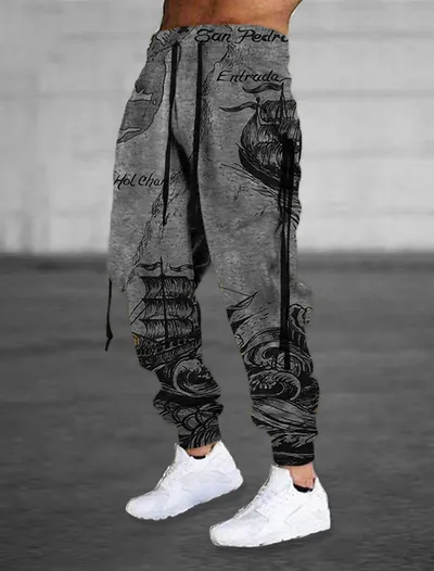 Men's Sports Casual Pants With 3D Printing