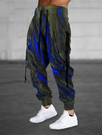 Men's Sports Casual Pants With 3D Printing
