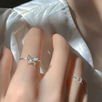 Women's Three Dimensional Butterfly Zircon Ring