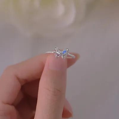 Women's Three Dimensional Butterfly Zircon Ring