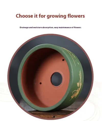 Purple Sand Flower Pot Round Plum Bonsai Pot Indoor