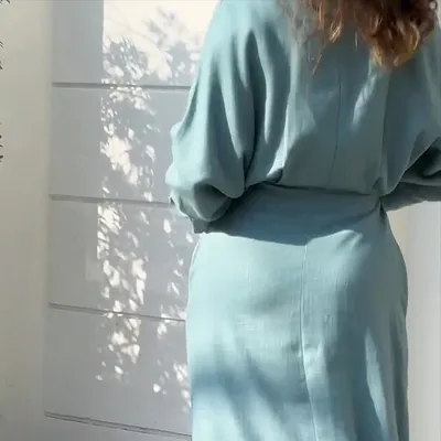 Women's Elegant Tied Solid Color Waisted Long-sleeved Shirt Dress