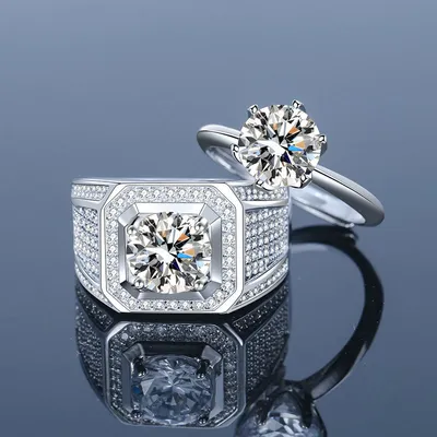 Zircon Wedding Ring Silver-plated Korean Style European And American Domineering