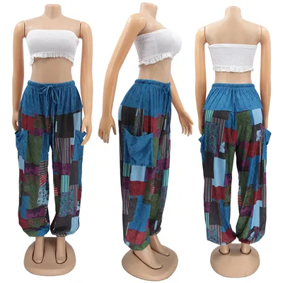 Women's Irregular Pattern Print Wide Loose Wide-leg Pants