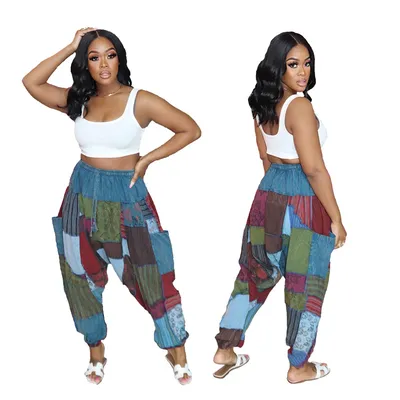 Women's Irregular Pattern Print Wide Loose Wide-leg Pants