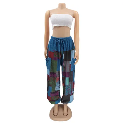 Women's Irregular Pattern Print Wide Loose Wide-leg Pants