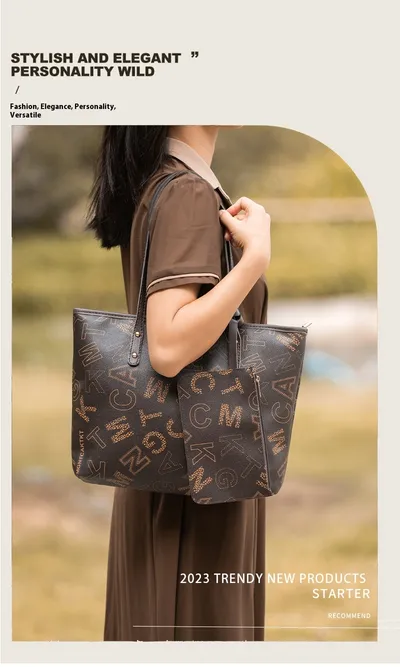 Fashion Trend Printed Shoulder Bag Retro Women's Large Capacity Two-piece Set
