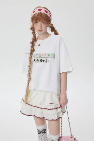 Creative Mahjong Printed Short Sleeve Men