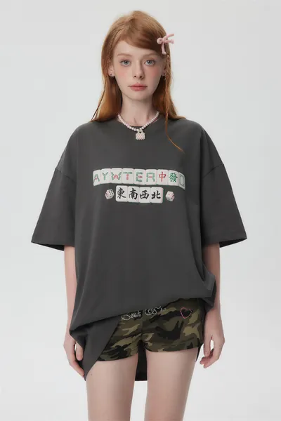 Creative Mahjong Printed Short Sleeve Men