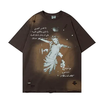 Fashion Abstract Ripped Short Sleeve Men