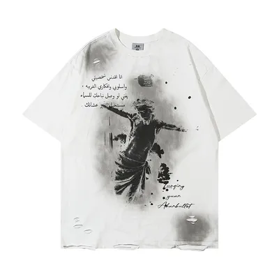 Fashion Abstract Ripped Short Sleeve Men