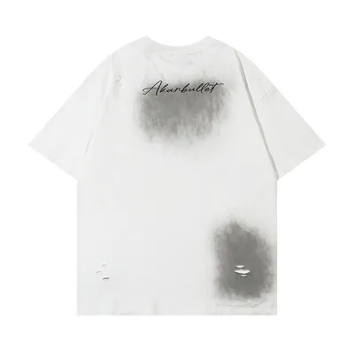 Fashion Abstract Ripped Short Sleeve Men