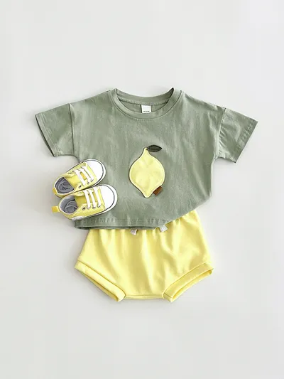 Baby Lemon Patch Short Sleeve Suit