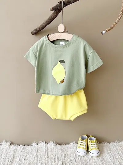 Baby Lemon Patch Short Sleeve Suit
